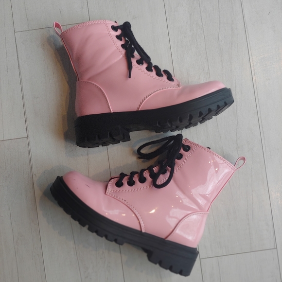 Soda Other - SODA girls Lace Up Pink Patent Combat boots